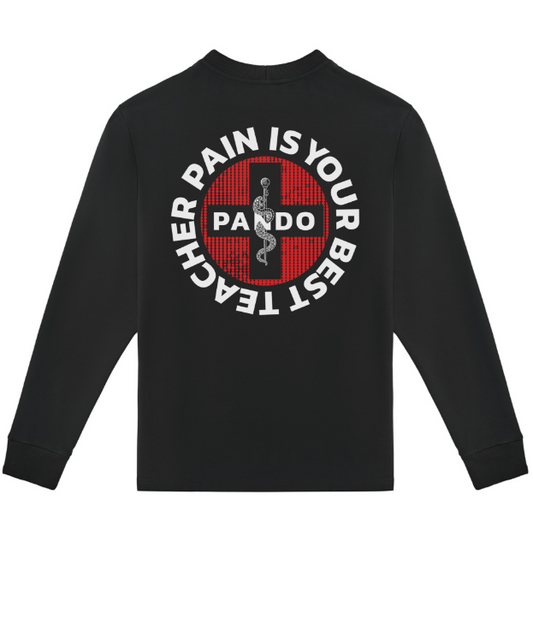 Тениска с дълъг ръкав PANDO MOTO TOMMY PAIN BLACK - Oversized