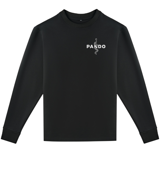 Тениска с дълъг ръкав PANDO MOTO TOMMY PAIN BLACK - Oversized
