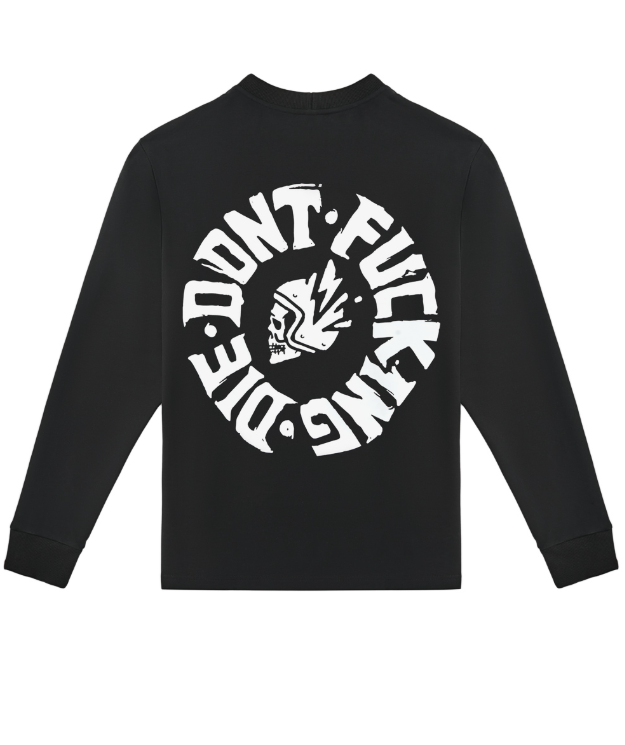 Тениска с дълъг ръкав PANDO MOTO TOMMY DON’T DIE BLACK - Oversized