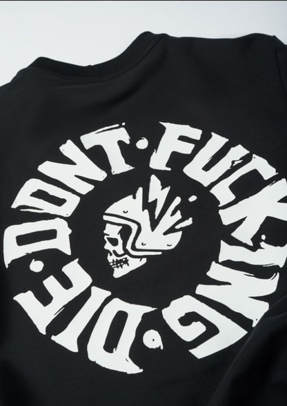 Тениска с дълъг ръкав PANDO MOTO TOMMY DON’T DIE BLACK - Oversized