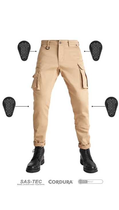 Мото дънки PANDO MOTO Desert Cargo Beige Cordura® - SHORT