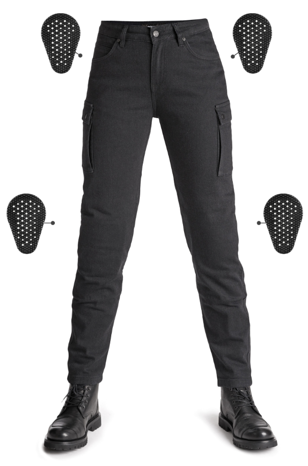 Дамски мото дънки PANDO MOTO MILA CARGO BLACK Chino Style Cordura®