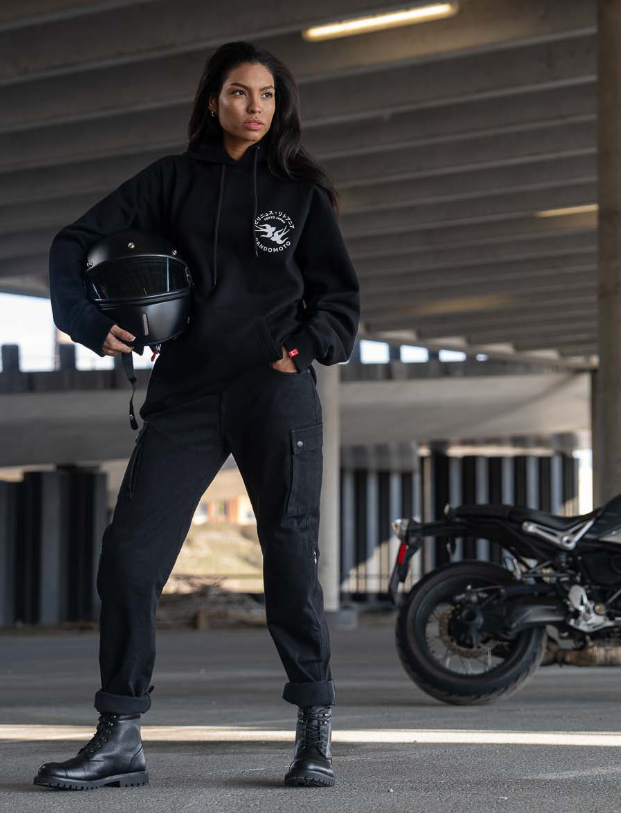 Дамски мото дънки PANDO MOTO MILA CARGO BLACK Chino Style Cordura®