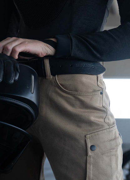Дамски мото дънки PANDO MOTO MILA CARGO BEIGE - Chino Style Cordura®