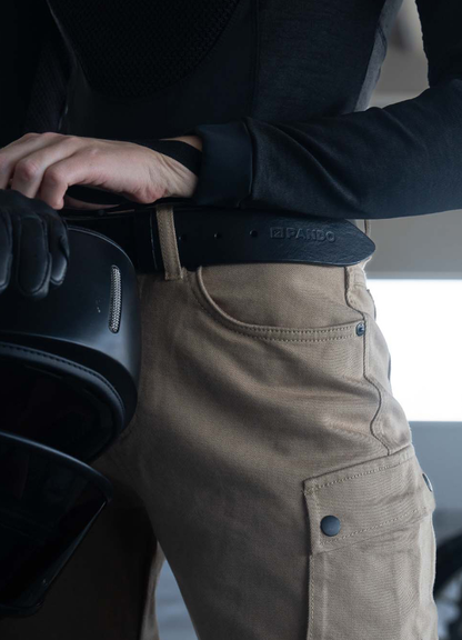 Дамски мото дънки PANDO MOTO MILA CARGO BEIGE - Chino Style Cordura® - LONG