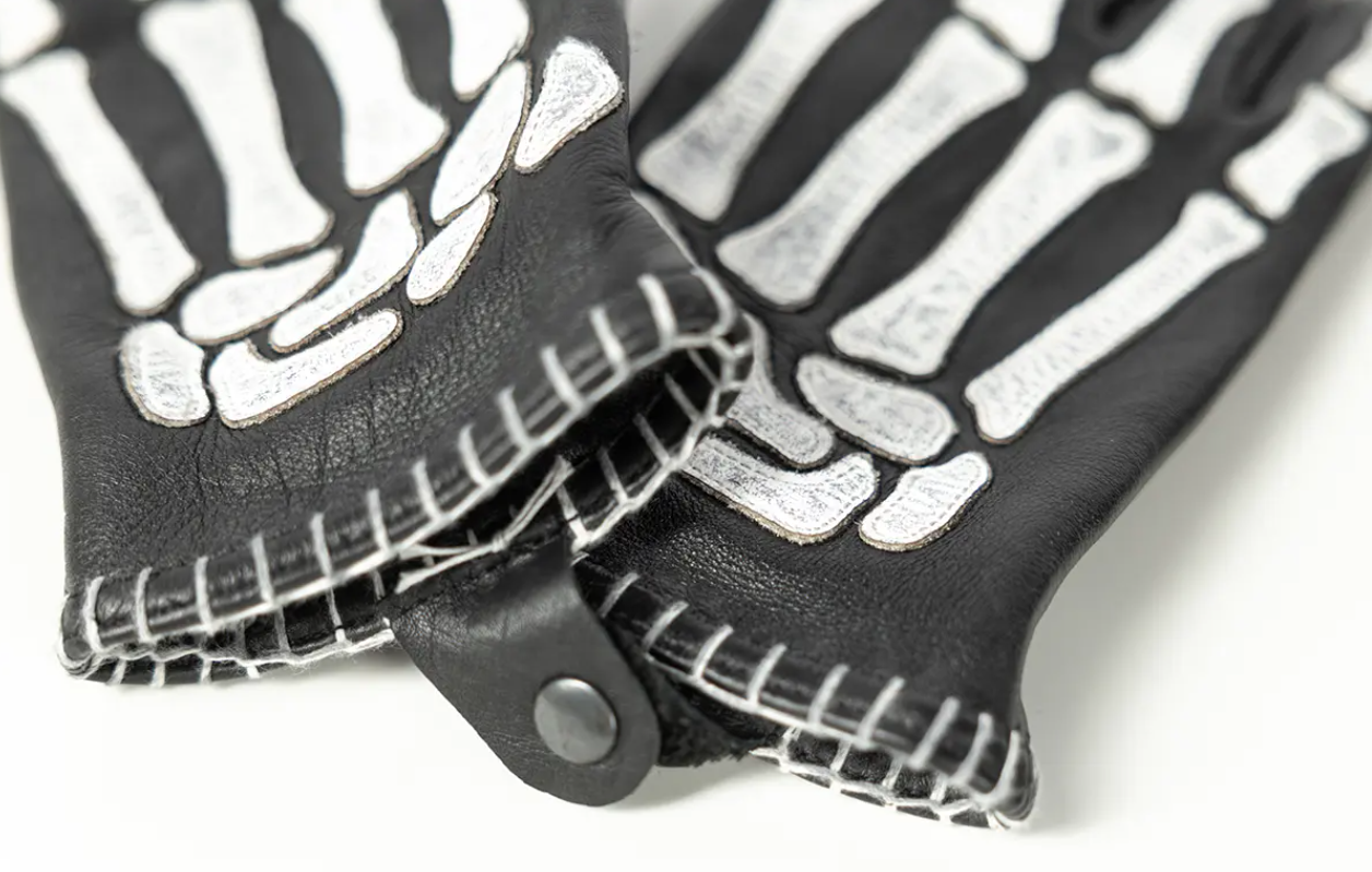 Кожени ръкавици JOHN DOE SKELETOR LEATHER BLACK/WHITE