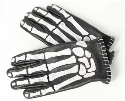 Кожени ръкавици JOHN DOE SKELETOR LEATHER BLACK/WHITE