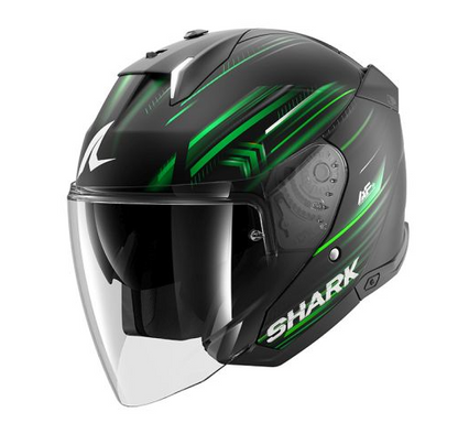 Каска за скутер SHARK SKWAL i3 JET LIGHT-BLUR MAT BLACK/GREEN
