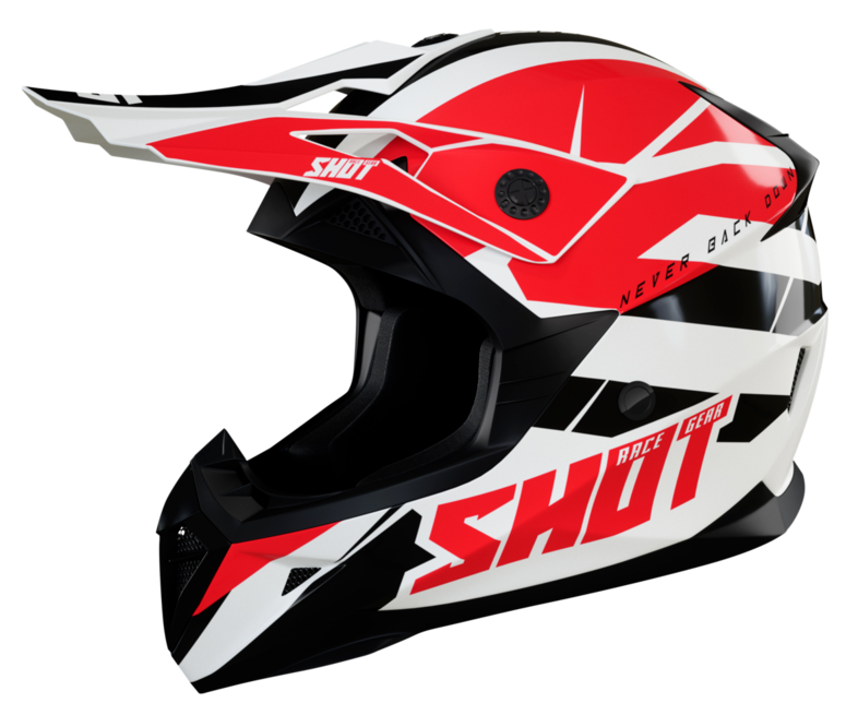Мотокрос каска SHOT Pulse Revenge White Red Black Glossy