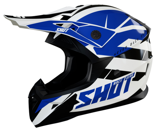 Мотокрос каска SHOT Pulse Revenge White Blue Black Glossy