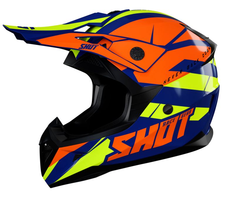 Мотокрос каска SHOT Pulse Revenge Navy Orange Neon Yellow Glossy
