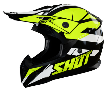 Мотокрос каска SHOT Pulse Revenge Black Neon Yellow White Glossy