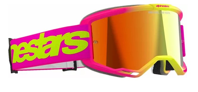 Мотокрос очила ALPINESTARS VISION 5 WORDMARK PNK/YLW MIRROR-RED
