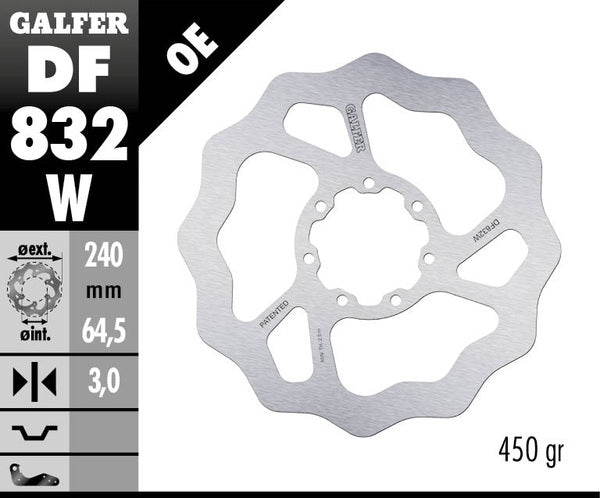 Преден спирачен диск Galfer DISC WAVE FIXED 240x3mm DF832W