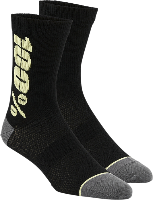 Вело / MTB чорапи 100% RYTHYM MERINO BLACK/YELLOW