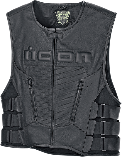 Кожен мото елек ICON VEST RED D3O