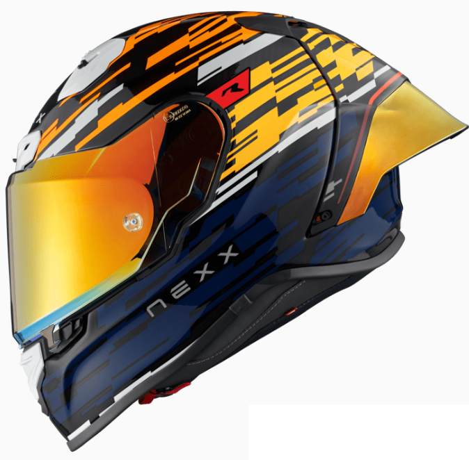 Каска NEXX X.R3R GLITCH RACER ORANGE BLUE