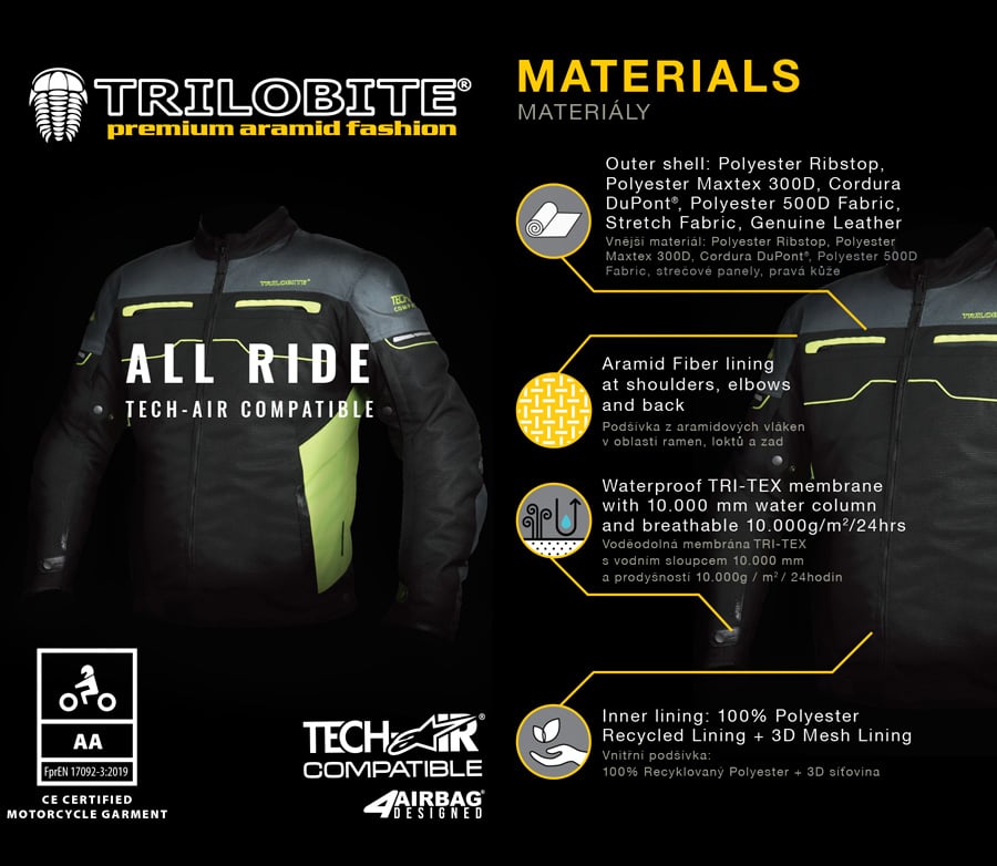 Дамско мото яке TRILOBITE 2092 All ride Tech-Air BLACK