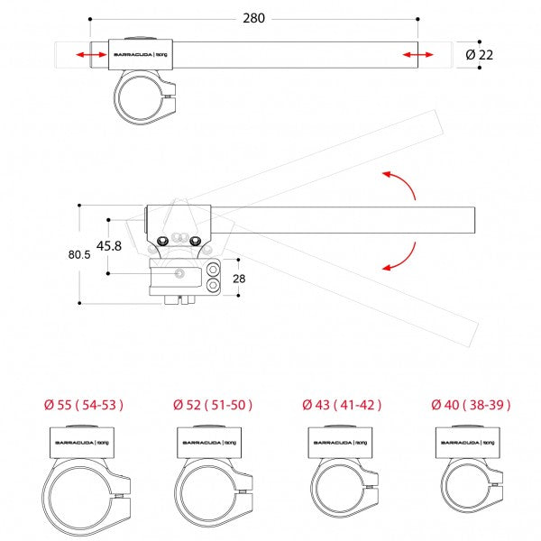 CLIP-ON кормило BARRACUDA 40mm