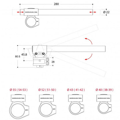 CLIP-ON кормило BARRACUDA 40mm