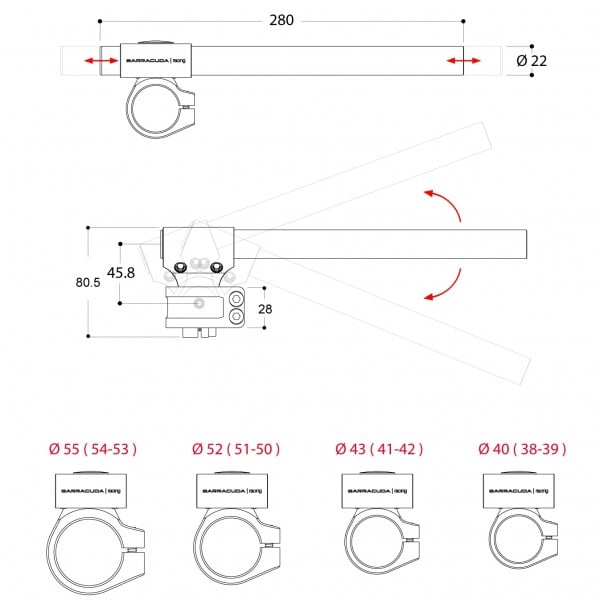 CLIP-ON кормило BARRACUDA 43mm