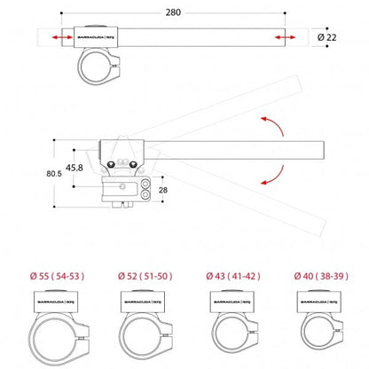 CLIP-ON кормило BARRACUDA 43mm