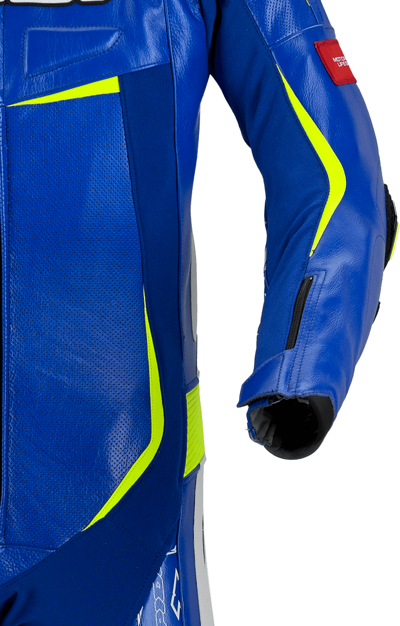 Кожен мото екип с гърбица SPIDI TRACK REPLICA EVO BLUE/YELLOW