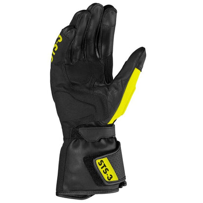Кожени мото ръкавици SPIDI STS-3 BLACK/NEON YELLOW