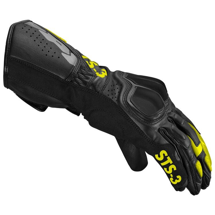 Кожени мото ръкавици SPIDI STS-3 BLACK/NEON YELLOW
