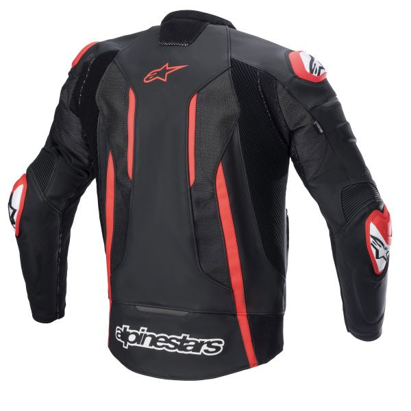 Кожено яке ALPINESTARS FUSION BLACK/FLUO RED